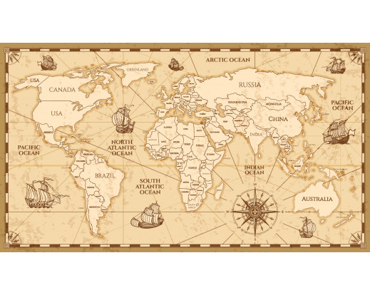Vliesová fototapeta Antique World Map 1501