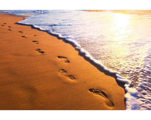 Samolepicí fototapeta na podlahu Footsteps, Stopy v písku
