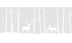 Statická Vánoční bordura na sklo Srnky a stromy W5